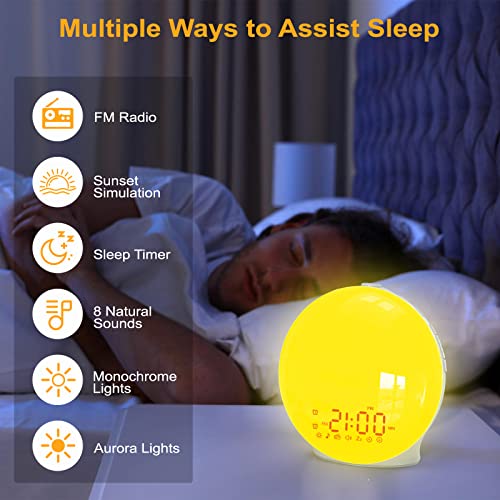 Sunrise Alarm Clock, Upgraded Wake Up Light Alarm Clock with Sunrise