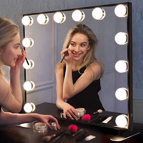 BEAUTME Vanity Mirror with Lights,Black Mirror Lighted Makeup Mirror
