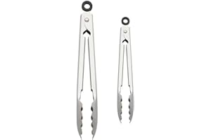 KitchenAid Set of 2 Stainless Steel Tongs with Scalloped Edges Easy Lock Dishwasher Safe Durable and Versatile 7 Inch and 9 I