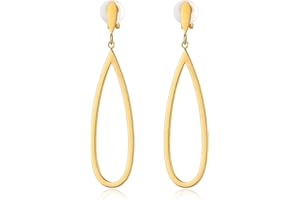 MUYAN Metal Geometric Clip On Drop Earrings for Women Gold Black Silver Non Piercing Dangle Earrings Rectangle Triangle Bar Circle Waterdrop Ellipse Clip Earrings