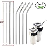 Aoocan Stainless Steel Straws FDA-Approved Set of 6 Extra Long 10.5'' Drinking Metal Straws For 20 30 oz Stainless Tumblers Ramblers Fits all Yeti Ozark Trail RTIC Tumbler