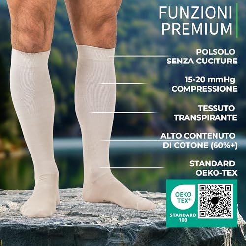 Graduated Compression Socks, Medical Socks, Men and Women, 60% Organic Cotton