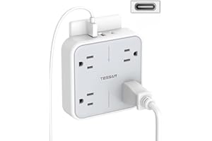 Wall Outlet Extender, TESSAN 4 Multi Plug Outlet Splitter with 1 USB C and 2 USB A Charging Ports, Multiple Plug Extension Bl