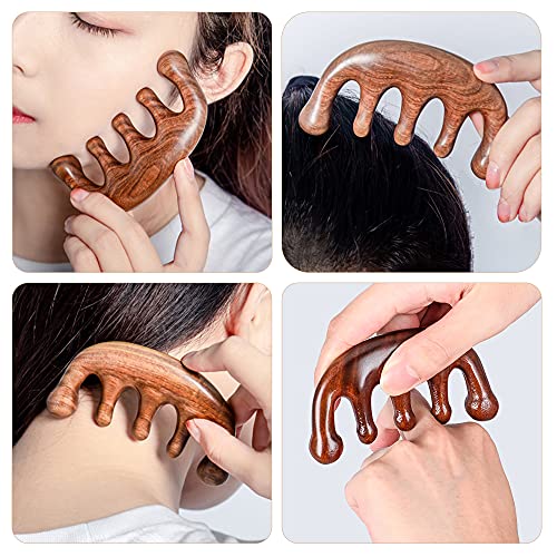 Wood Therapy Massage Comb Head Face Scalp Gua Sha Massager, Natural