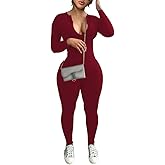 YeGine Women Long Sleeve Bodycon Jumpsuit Sexy Rompers One Piece Zip Up jumpsuits