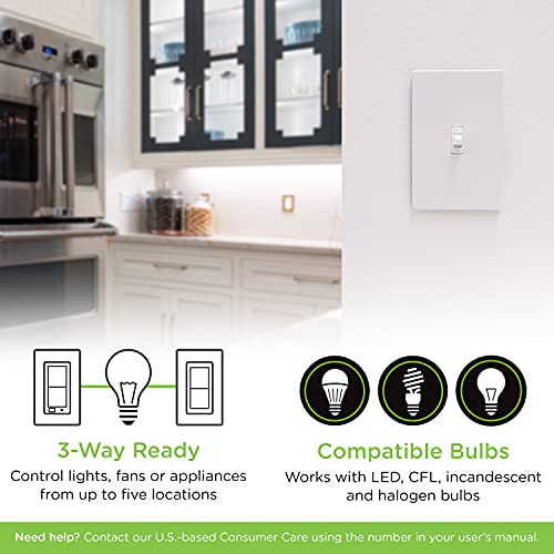 Enbrighten ZWave Smart Toggle Light Switch, 3Way Ready, Compatible