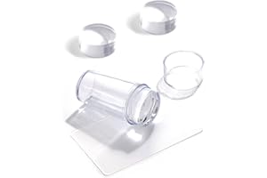 MISS FOREVER 1.1 Inch Clear Silicone Nail Stamper for French Tip Manicure Silicon Jelly Stamp Nail Art Design Tools Soft Rubber Nail Stamping Sponge and Scraper Kit