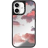 CASETiFY Mirror Case for iPhone 16 [Reflective / 4.9 ft. 1X Military Grade Drop Protection/Compatible with Magsafe] - Clouds - Silver on Black