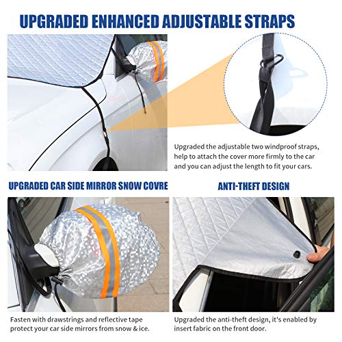 GLANDU [2020 Upgraded] Windshield Snow Cover Car Window Cover Ice and Snow Cover for Car with 4 Strong Magnets Edge & 4 Layer Material Protection, Large Size Suitable for Most Cars and SUV
