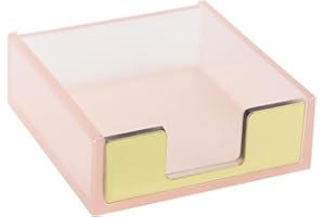 MultiBey Sticky Notes Memo Pad Holder Dispenser Rose Gold with Pink Desk Supplies Organizer Accessories for Office Home Schools (Pink)