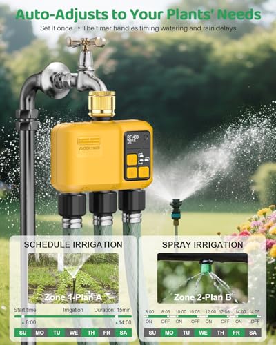 Shrivee Intelligent WiFi Irrigation Computer with 3 Outlets of Zones and 5 Watering Programs with Rain/Automatic Watering, Ideal for Greenhouse and Garden