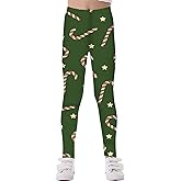 Hiseewuun Kids Girls Christmas Leggings Cute Graphic Xmas Holiday Long Pants 4-13 Years