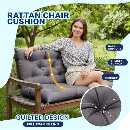 ZxrFxr Waterproof Swing Seat Cushions: 2/3/4 Seater Thick Patio Bench with Anti Slip Stripor Garden Furniture Pad for Stylish Garden Decoration (Dark Grey, 120x100cm)
