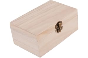 Storage Box, Plain Wooden Craft Box Made of Lightweight Paulownia Wood, Hinged Lid Hardware, for Gifts, Weddings, Christening