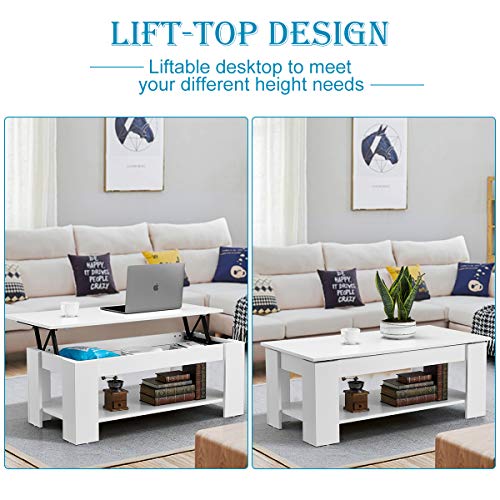 EROMMY Lift Top Coffee Table, 40'' Rustic Coffee Table Lift Tabletop