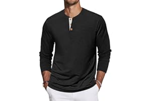 TARAINYA Men's Henley Shirts Cotton Button Short Long Sleeve Casual Tee T-Shirts with Pocket
