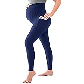 SINOPHANT Women's Maternity Leggings Over The Belly with Pockets,Pregnancy Yoga Pants Workout Leggings