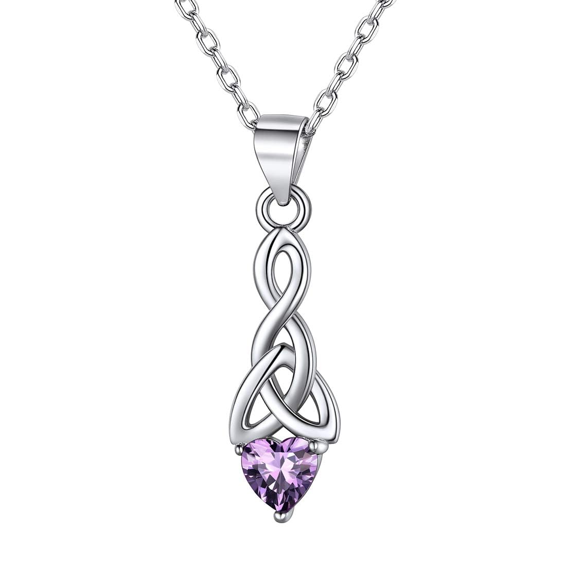 ChicSilver Silver Necklaces for Women Birthstone Jewellery 925 Sterling Silver Celtic Knot Amethyst February Birthday Necklace for Mum Daughter โ image 1
