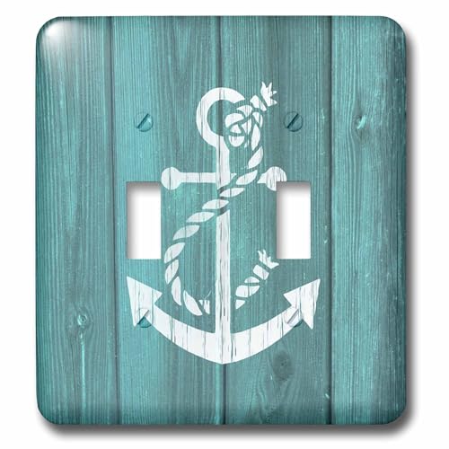 3dRose lsp_220433_2 Cracked White Painted Anchor on Blue Background- Not Real W…