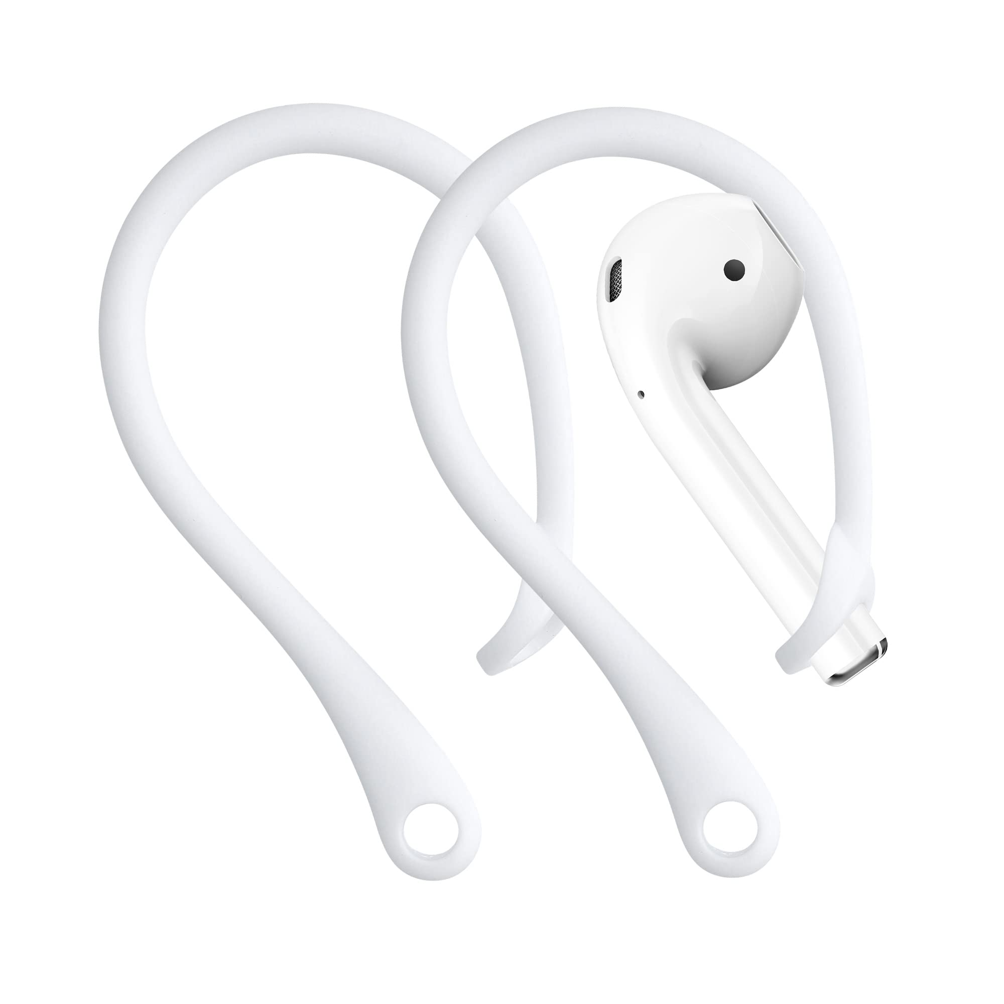 kwmobile Earbud Hooks Compatible with Apple Airpods 1/2 / 3 / Pro 1 / Pro 2 - Set of 2x Earphone Holders for Running - White