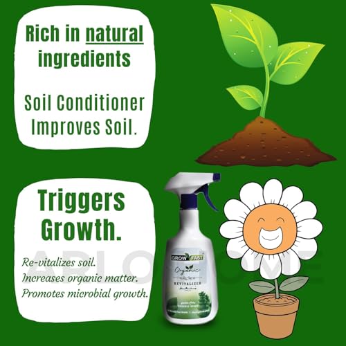Organic Growth Fertilizer Spray (860 ml) - Organic Revitilizer Outdoor & Indoor Plant Food - All-Purpose, Nutrient-Rich Lawn Fertilizer & Soil Enhancer for House Plants, Green Leaves