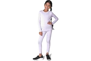 EVERYDAY KIDS Girls Thermal Top and Bottom Underwear Set; Kids Long Johns; Base Layer Set for Cold Weather; Moisture Wicking Microfleece