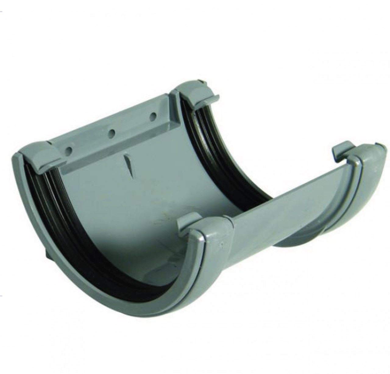 FLOPLAST 112mm Half Round Fascia Gutter Union Bracket - Grey - Pack of 2