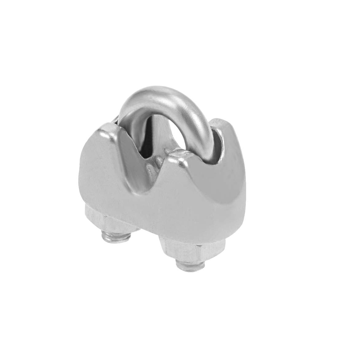 sourcing map 10Pcs Stainless Steel 2mm 1/16 Inch Wire Rope Clip Cable Clamp Fastener Silver Tone