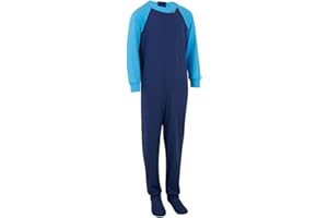 SPECIALKIDS.COMPANY Special Needs Unisex Zip Back Pajamas for Kids - NAVY/TURQ (15-16 yrs) FOOTLESS