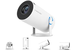 Mini Projector, Magcubic HY300 Auto Keystone Correction Portable Projector, 4K/ 200 ANSI Smart Projector with 2.4/5G WiFi, BT 5.0, 130 Inch Screen, 180 Degree Flip, Round Design, Home Video Projector