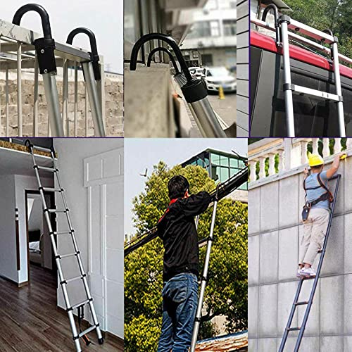 20 FT Aluminum Telescoping Ladder with 2 Detachable Roof Hooks(2.8 inch