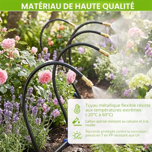 Automatic Watering for Garden 20 m, 360° Automatic Watering System, Irrigation System Kit with 20 Adjustable Nozzles for Gardens, Greenhouses, Balcony Plants, Landscaping, Lawns