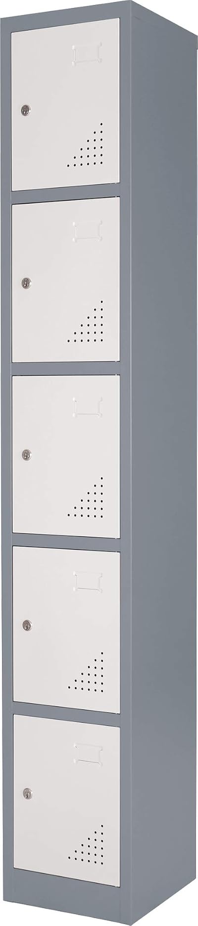 The Workplace Depot 5 Door Heavy Duty Locker Grey White 1800x300x300mm