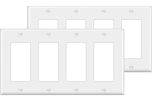 BESTTEN 2 Pack 4-Gang Decorator Wall Plate, cUL Listed Receptacle Outlet Cover, Unbreakable Polycarbonate Light Switch Cover,