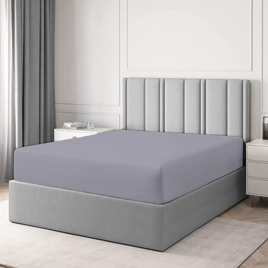 Dazzle Collection® Grey Extra Deep Small Double Fitted Sheets 4FT Bed, 16"/40CM Deep Poly Cotton Easy care Machine washable (Deep Fitted Sheet 4FT Small Double Bed)