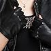 Women Leather Half Finger Fingerless Goves Lambskin Outdoor Driving Motorcycle