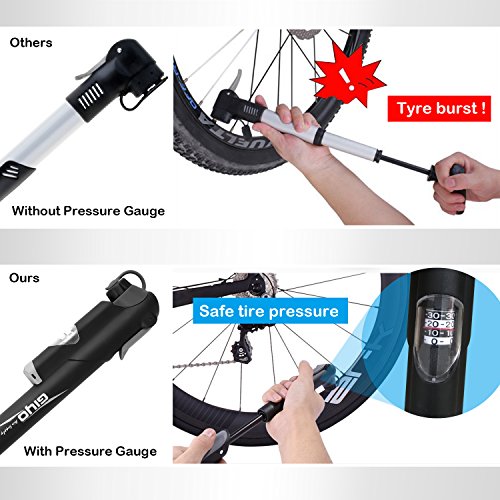 image for Bike Pump, [120 PSI][Perfect Full Set]Diyife Mini Bicycle Pump with Ga