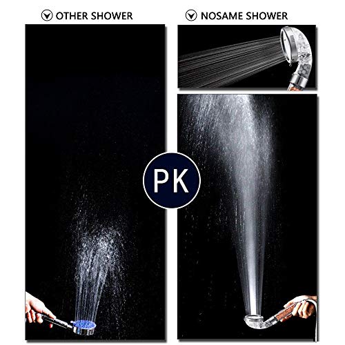 Nosame Ionic Shower Head with Replacement Hose and Holder, High