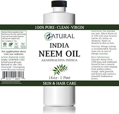 Amazon Com Organic Neem Oil 16 Oz 100 Pure Cold Press Skin Hair And Nails Beauty