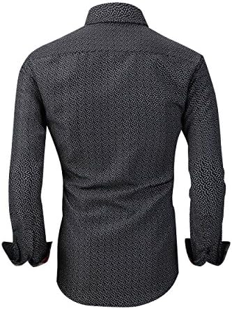 Mens Button Down Shirts Regular Fit Long Short Sleeve Casual Print Dress Shirt