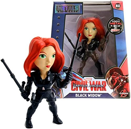 Jada Year 2016 Marvel Captain America Civil War Series 4 Inch Tall Die Cast Metals Figure - BLACK WIDOW with 2 Tonfa Sticks