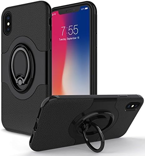 iPhone X Case,Vafru iPhone X Case with Ring Holder Kickstand Ring Stand Grip With Metal Patch Shock Absorbing Bumper soft TPU inner Hard PC Back Cover for Apple iPhone X