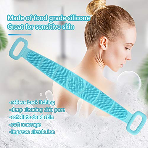 Bath Body Brush, cshare Silicone Back Scrubber for Shower for Men Women Exfoliating, Comfortable Massage Back Washer for Shower, Eco Friendly Hygienic Skin Health Washer (Green)