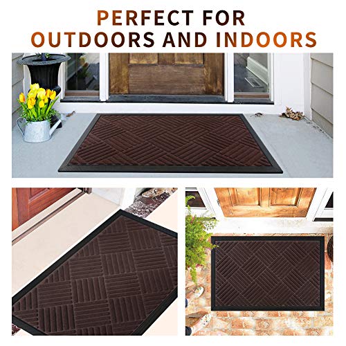 image for Mibao Durable Rubber Door Mat, Waterproof Non-Slip Easy Clean Low-Prof