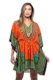 Riviera Sun 21753-ORG-2X-3X Short Dashiki Caftan/Caftans for Women Orange