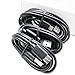Three (3) Samsung Galaxy S8 S8+ Motorola Droid Z / Z Force / Play / Google Pixel / Pixel XL LG G5 G6 USB-C Fast Data Charging Cables Nexus 6P - Black 3, 5, 10 Foot