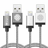iOrange-E iPhone 6 Charger, Apple Certified 2 Pack 3.3ft (1M) Braided Lightning Cable for iPhone 6 6S Plus 5S 5C 5, iPad Air, iPad Pro, iPad Mini 4, iPod Touch 5th Gen, Silver + Grey