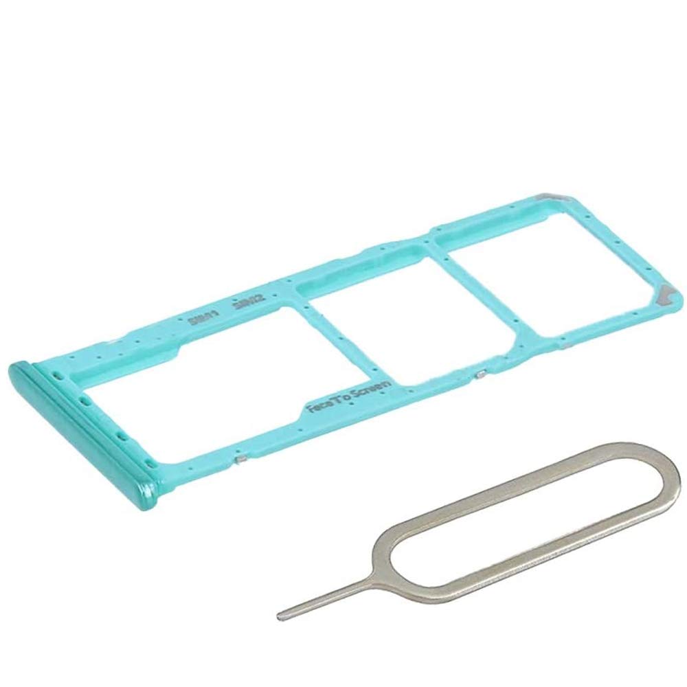 MMOBIEL DUAL SIM Card Slot Tray Holder Replacement Compatible with Samsung Galaxy M30 2019 - Incl. SIM Pin - Blue