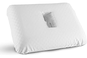 JACOBABLE Piercing Pillow, Ear Pillows with Holes for Ear Pain, Piercing Pillow fpr Side Sleepers, Memory Foam Pillows for CNH, Comfortable Support Pillow with Headphones and Earplugs (White)