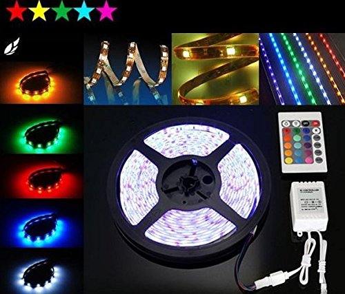 GeeRaz Remote Control 5m LED Strip Colour Changing Light with Sticker (Multicolour)